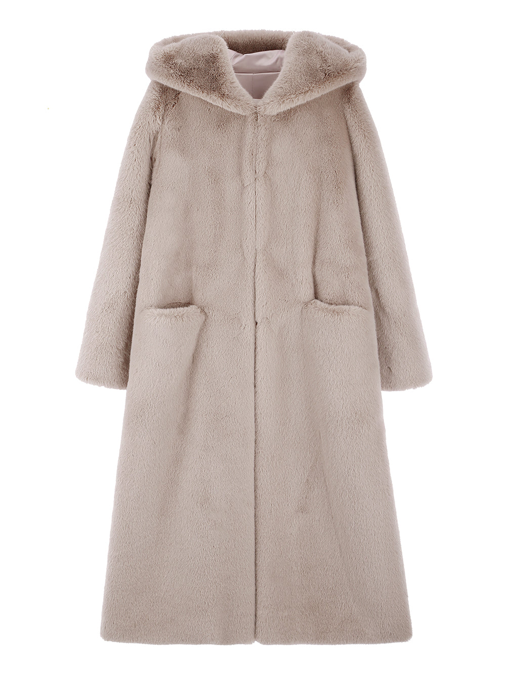 FAUX FUR LAON HOODED MAXI COAT