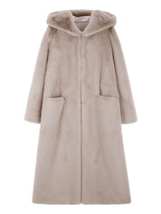 FAUX FUR LAON HOODED MAXI COAT