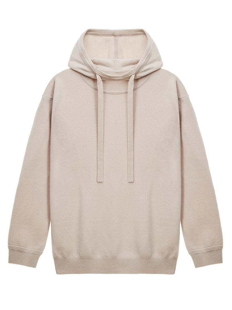 KNIT BEGE HOODED TOP
