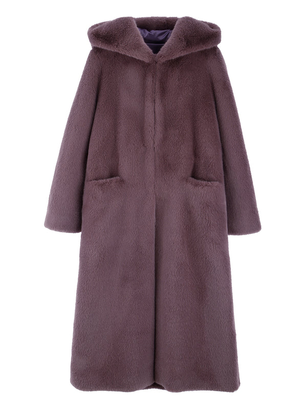 FAUX FUR LAON HOODED MAXI COAT