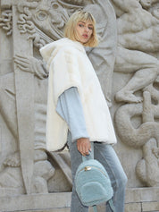 [REFURB] FAUX FUR HE HOODED PONCHO