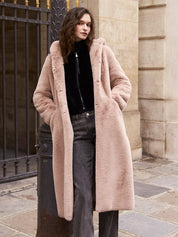 FAUX FUR LAON HOODED MAXI COAT