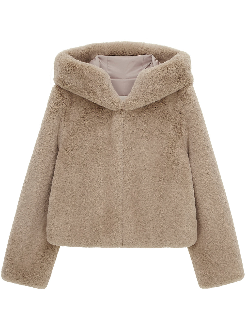 FAUX FUR BIEN HOODED SHORT JACKET
