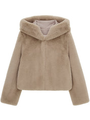 FAUX FUR BIEN HOODED SHORT JACKET
