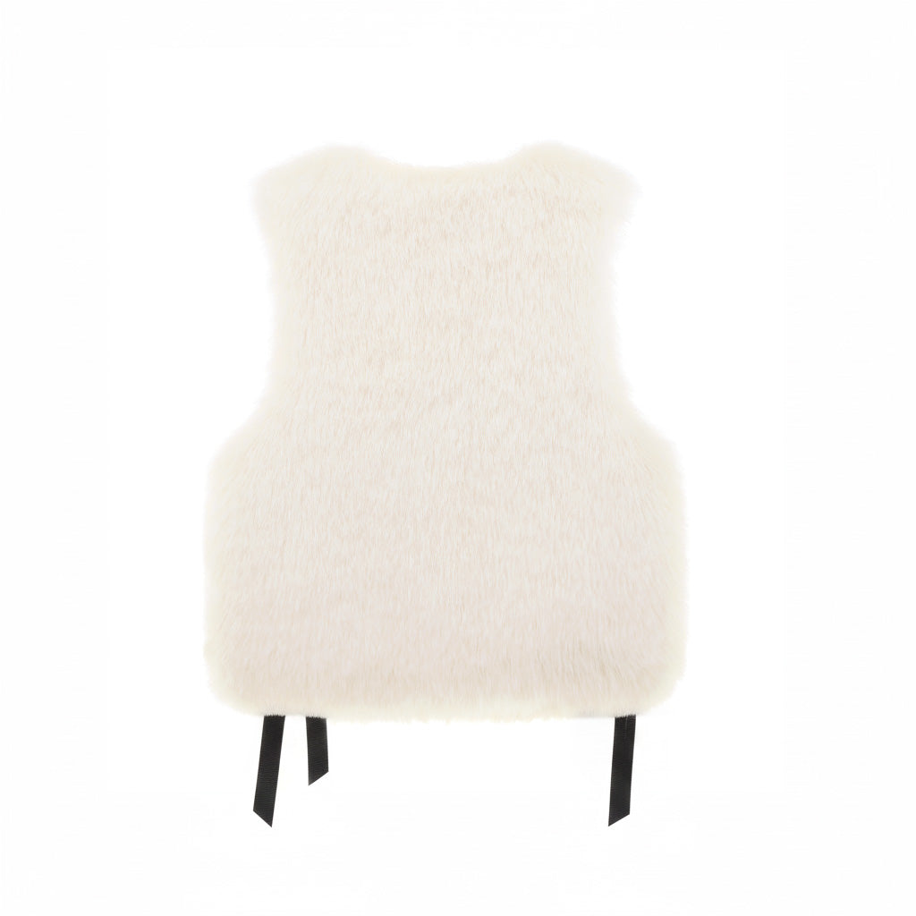 [SIGNATURE LINE] FAUX FUR TIED KITTEN RIBBON VEST