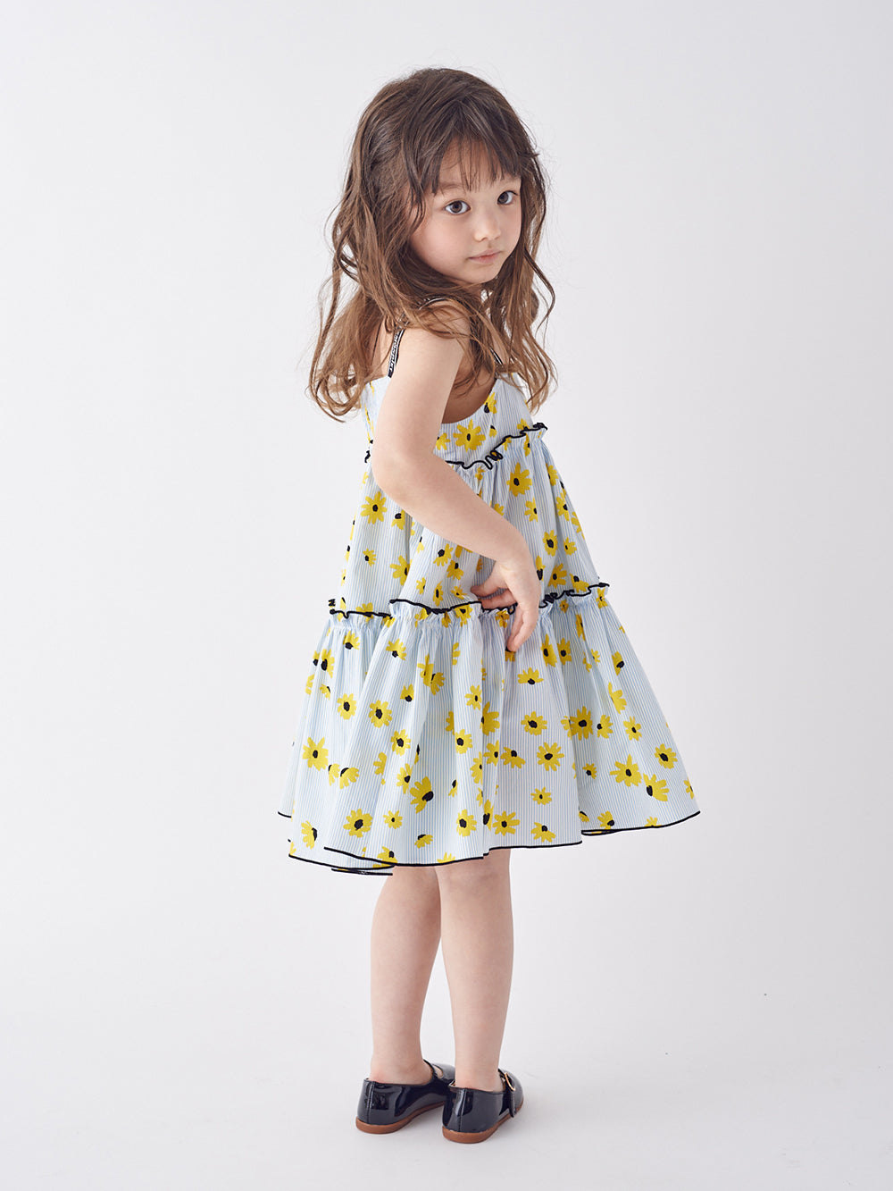 KIDS SUNFLOWER STRAP DRESS