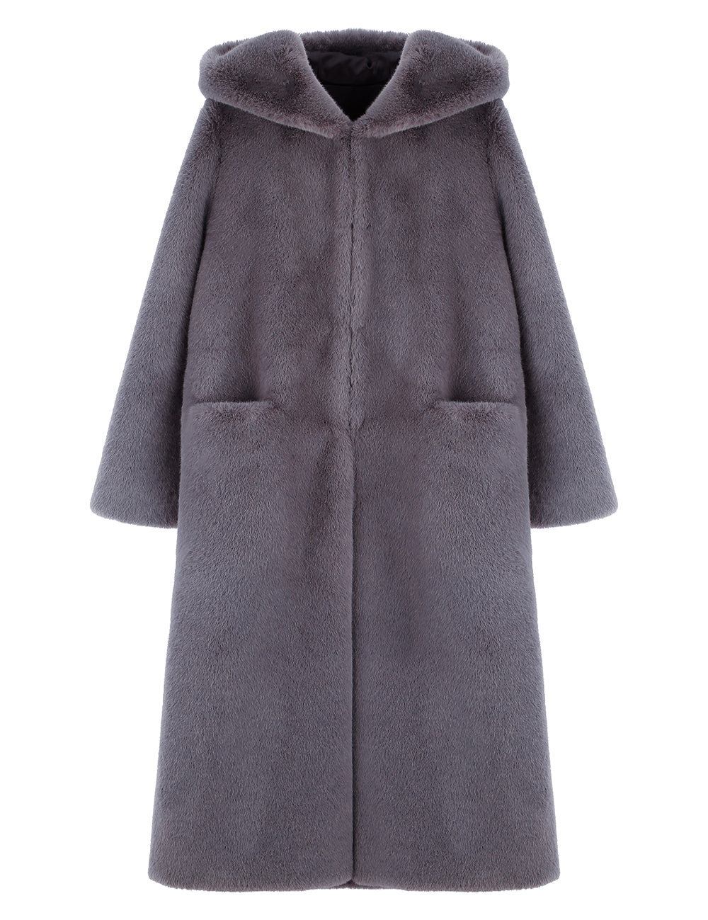 FAUX FUR LAON HOODED MAXI COAT