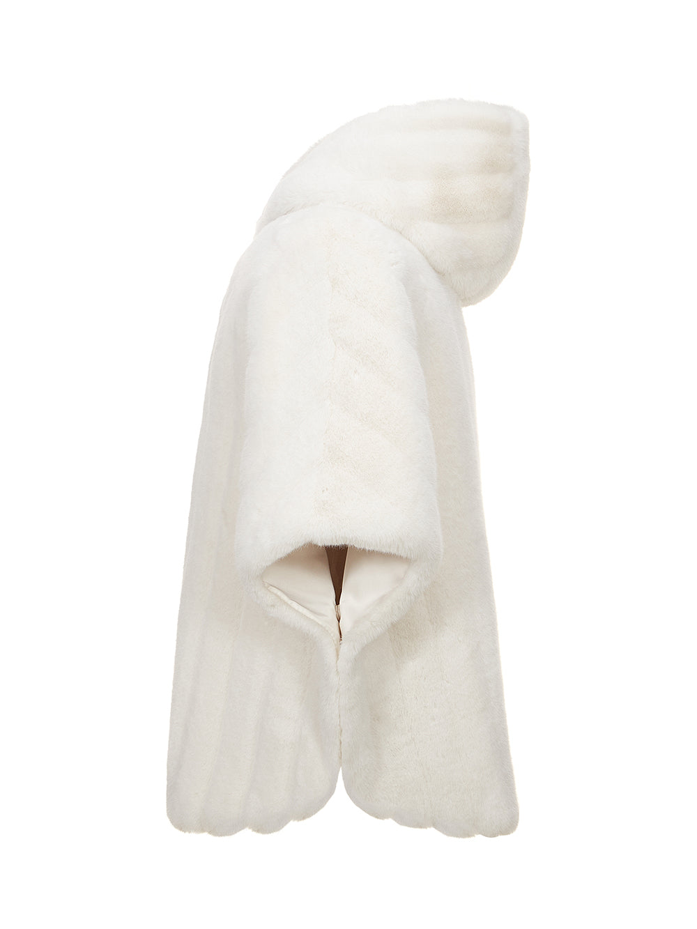 FAUX FUR HE-A HOODED PONCHO