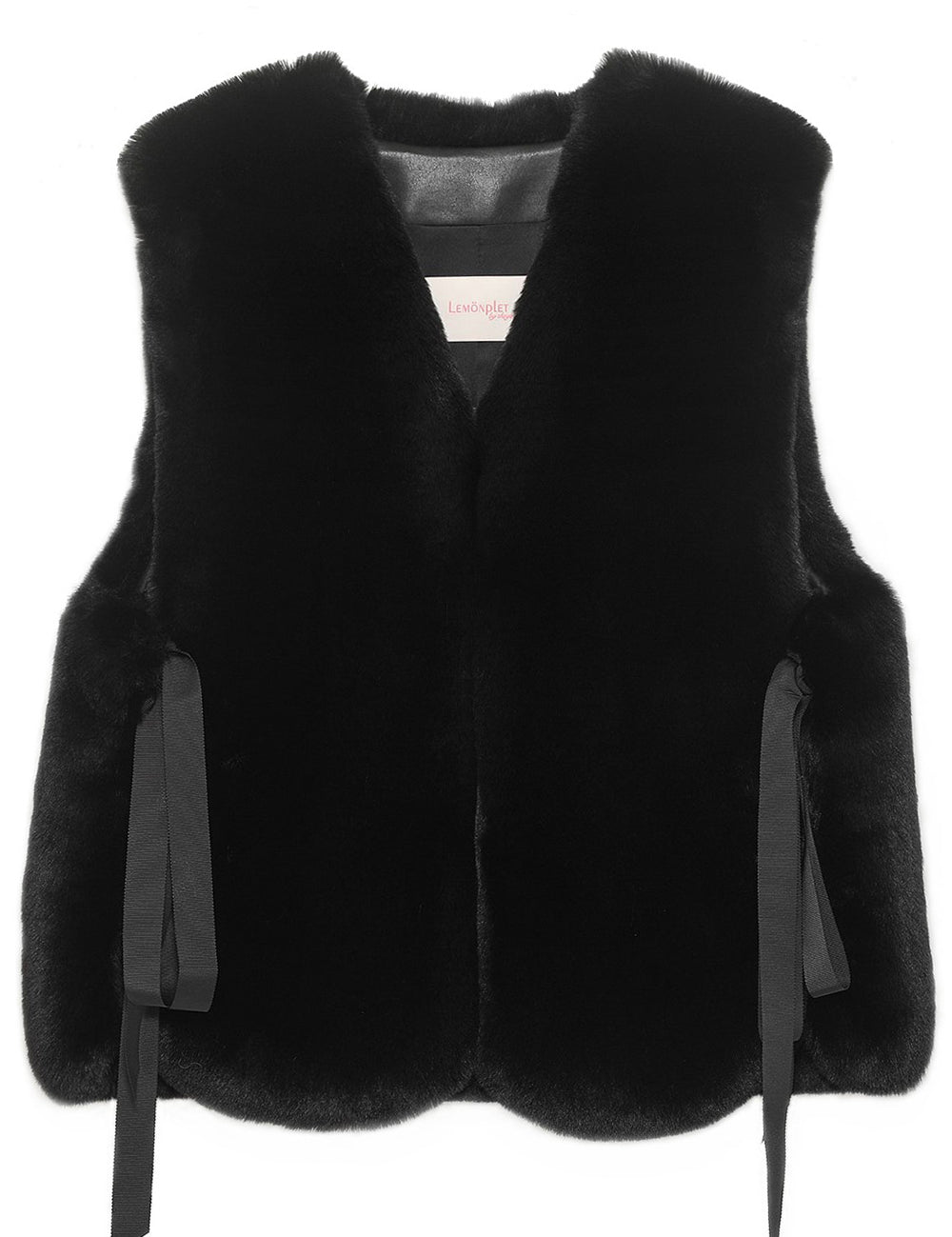 [SIGNATURE LINE] FAUX FUR TIED KITTEN RIBBON VEST