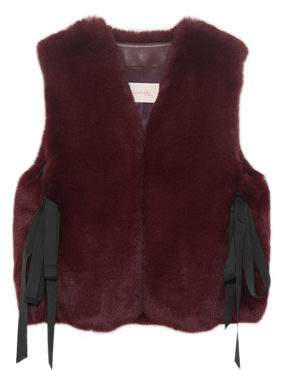 FAUX FUR TIED KITTEN RIBBON VEST