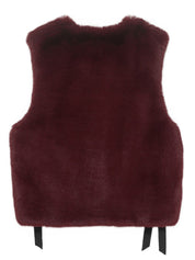 FAUX FUR TIED KITTEN RIBBON VEST