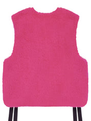 FAUX FUR TIED KITTEN RIBBON VEST