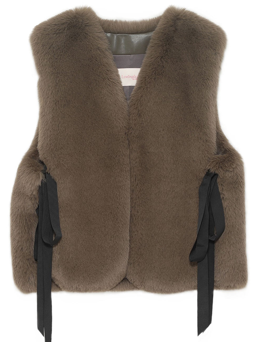[REFURB] FAUX FUR TIED KITTEN RIBBON VEST