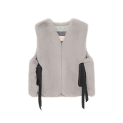 [SIGNATURE LINE] FAUX FUR TIED KITTEN RIBBON VEST