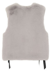 [SIGNATURE LINE] FAUX FUR TIED KITTEN RIBBON VEST