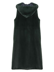 FAUX FUR LAON HOODED MAXI VEST