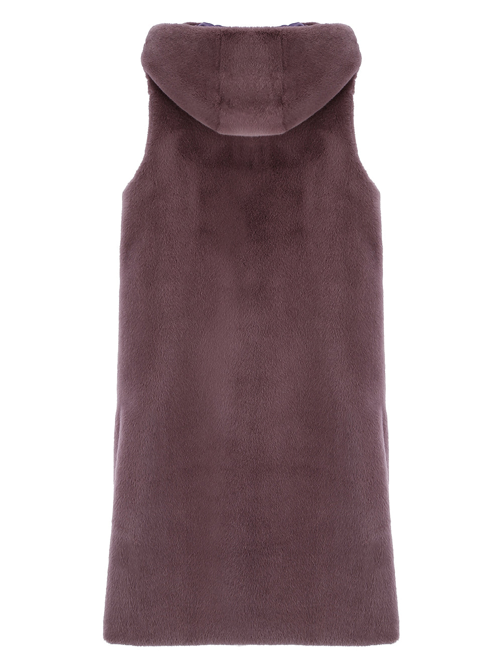 FAUX FUR LAON HOODED MAXI VEST