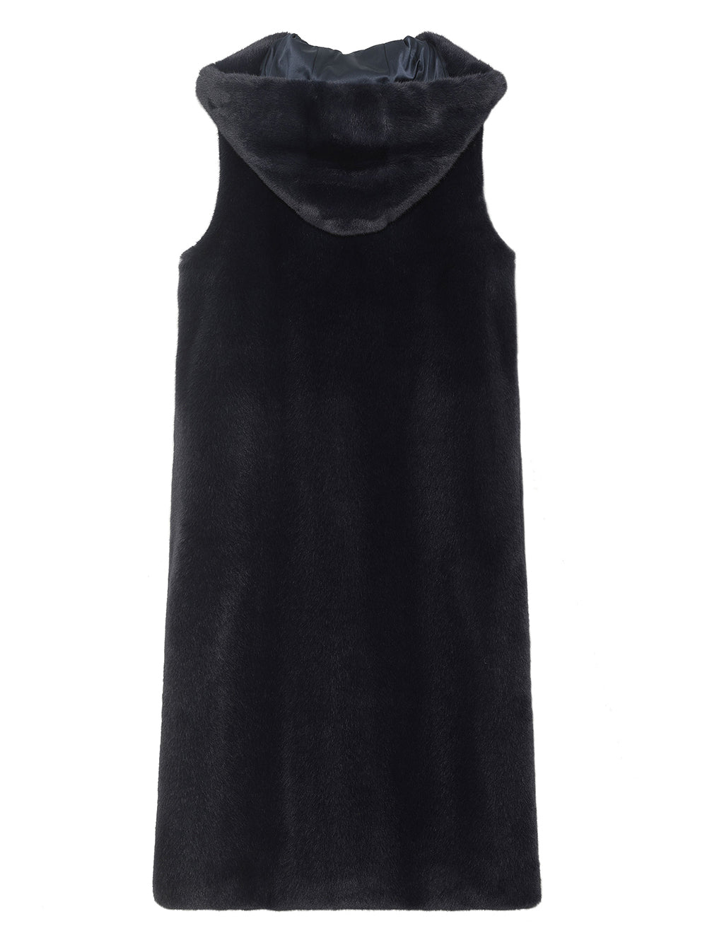 FAUX FUR LAON HOODED MAXI VEST