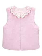 FAUX FUR KIRE LACE DETAIL VEST