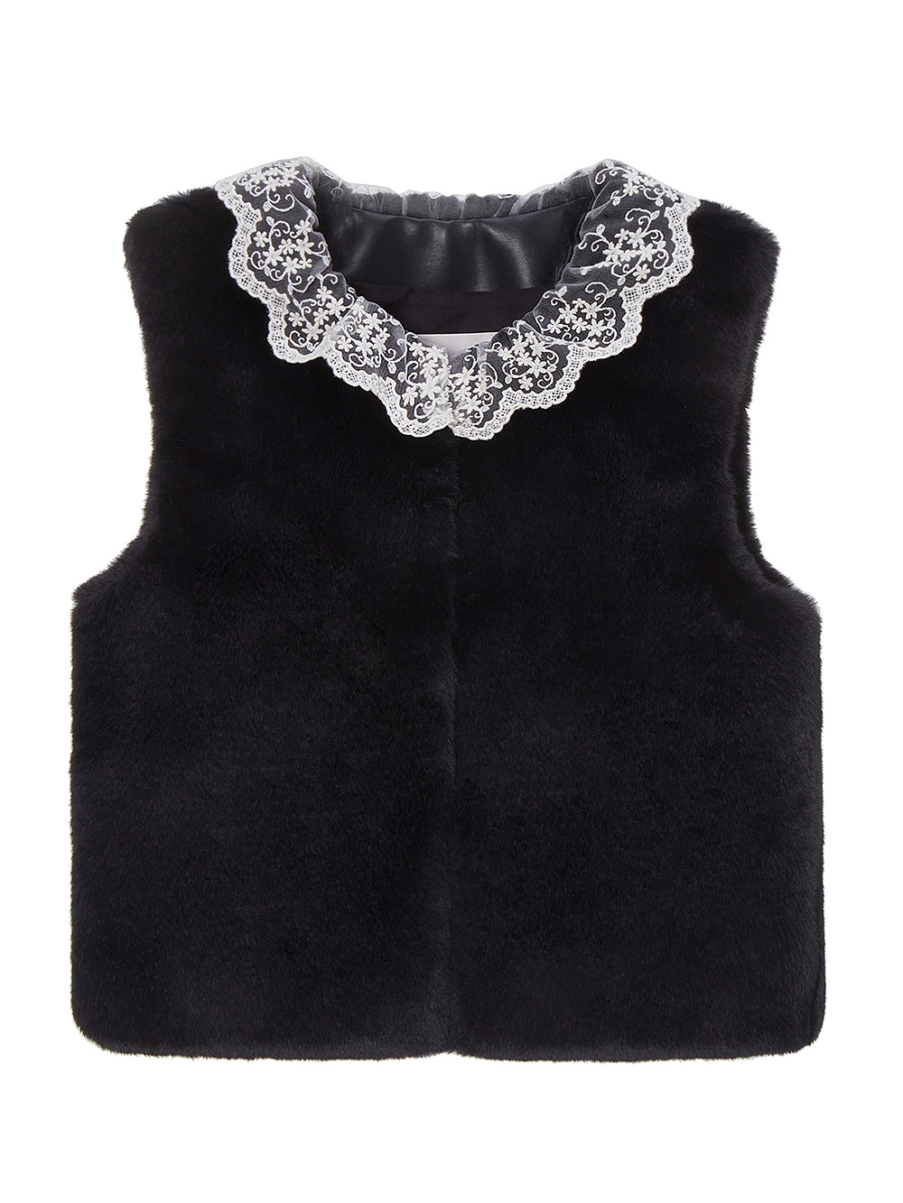 FAUX FUR KIRE LACE DETAIL VEST