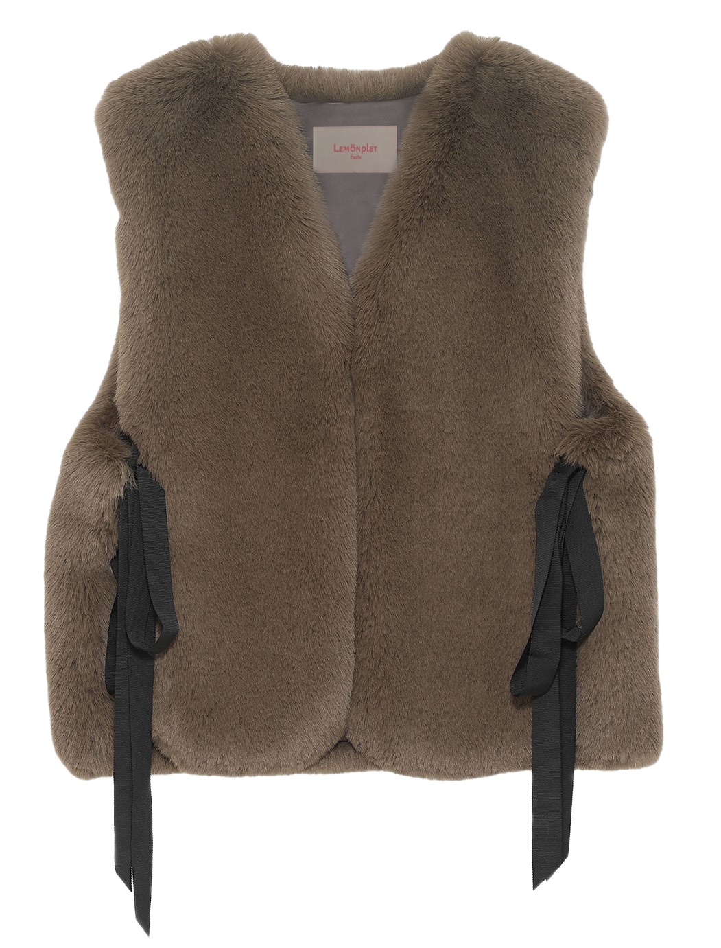 [SIGNATURE LINE] FAUX FUR TIED KITTEN RIBBON VEST