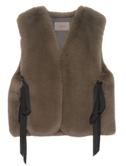 [SIGNATURE LINE] FAUX FUR TIED KITTEN RIBBON VEST